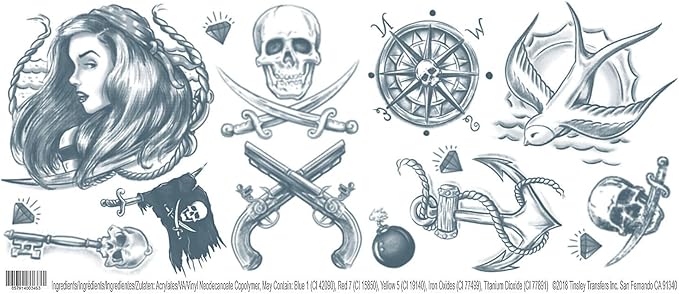 Pirate Buccaneer - Temporary Tattoo Kit - Chicago Costume Company