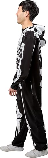 Skeleton Zip Up Hooded Jumpsuit - Adult Costume