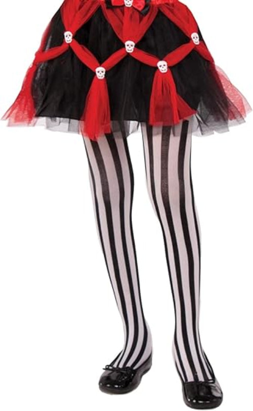 Black & White Striped Tights - Adult