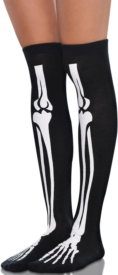 Bones Over The Knee Socks - Costume Accessory