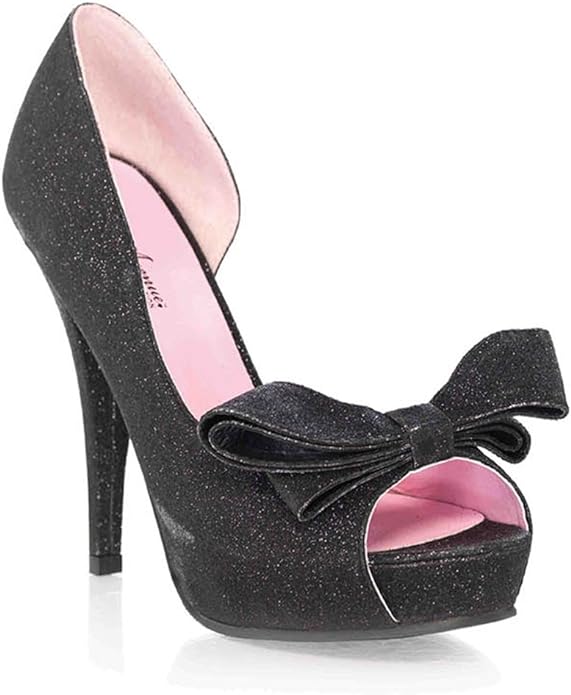 5" Black Diva Glitter Pump W/ Bow - Chicago Costume Company