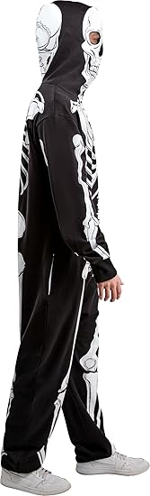 Skeleton Zip Up Hooded Jumpsuit - Adult Costume