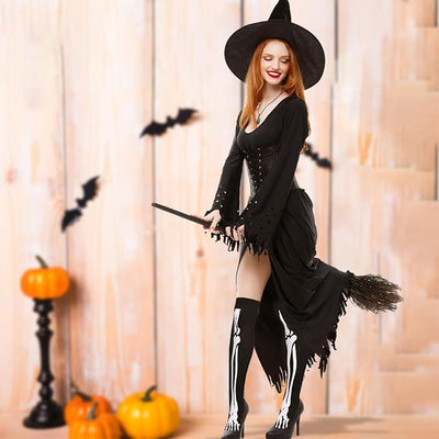 Bones Over The Knee Socks - Costume Accessory