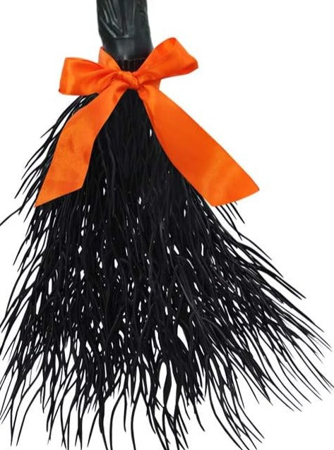 Black Witch Broom with Ribbon