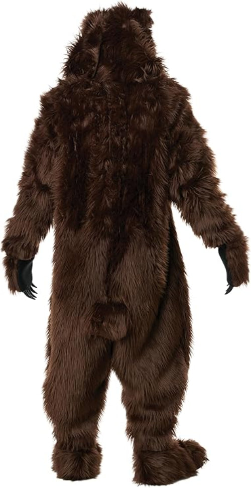 Grizzly Bear Adult Deluxe Costume with Moveable Jaw Mask