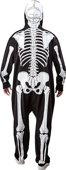 Skeleton Zip Up Hooded Jumpsuit - Adult Costume