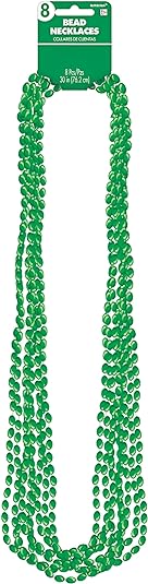 Green Bead Necklace - 8 Pack