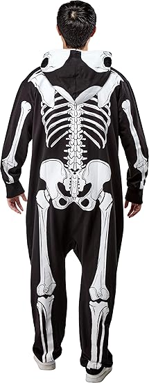 Skeleton Zip Up Hooded Jumpsuit - Adult Costume