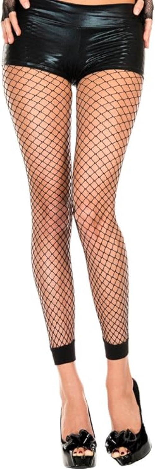 Mini Spandex Diamond Net Footless Leggings - Black