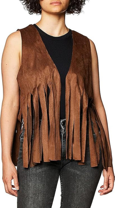 Hippie Faux Suede Fringe Vest - Adult Costume