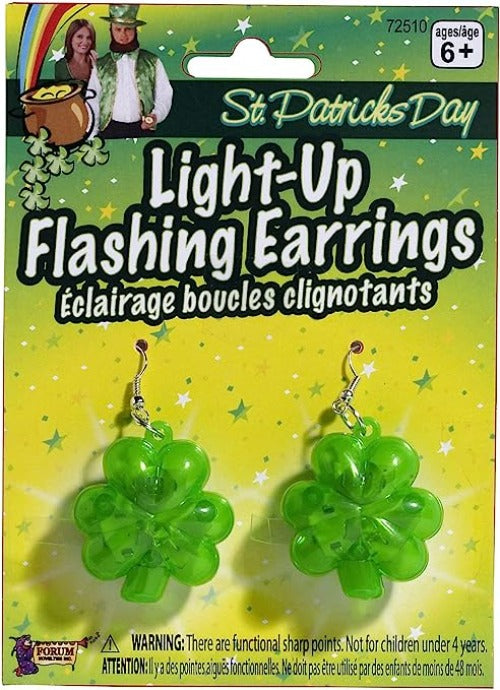Flashing Light-up Shamrock Earrings