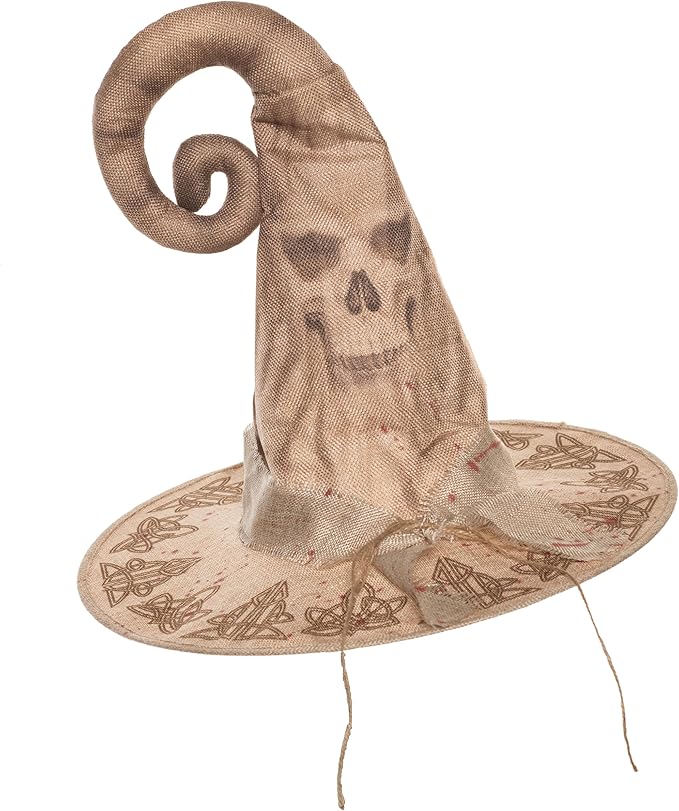 Tan Skull Print Wizard Hat