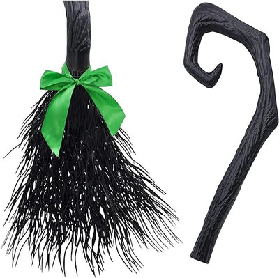 Black Witch Broom with Ribbon