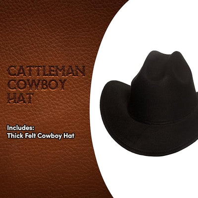 Black Cattleman Cowboy Hat - Adult