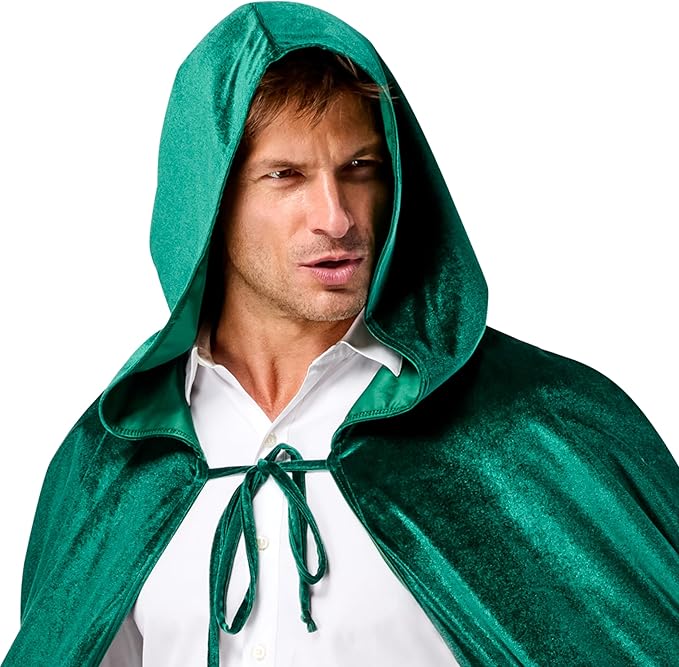 Green Velvet Hooded Cloak - Adult Costume