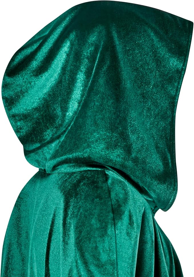 Green Velvet Hooded Cloak - Adult Costume
