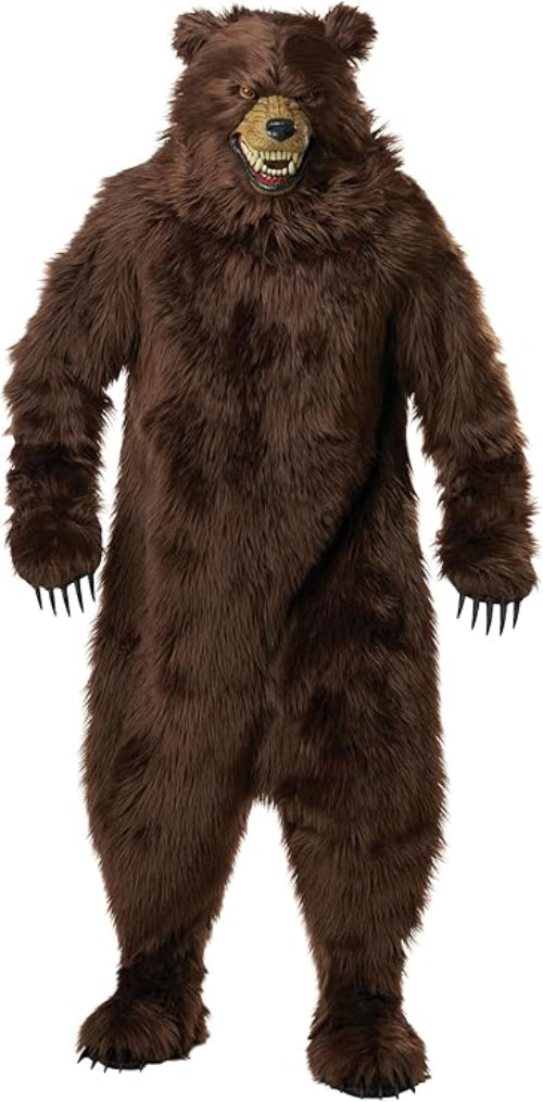 Grizzly Bear Adult Deluxe Costume with Moveable Jaw Mask