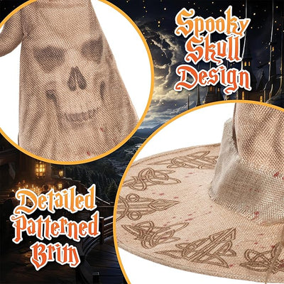 Tan Skull Print Wizard Hat