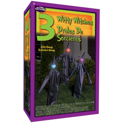 36" Light-Up & Color Change 3 Witty Lawn Witches