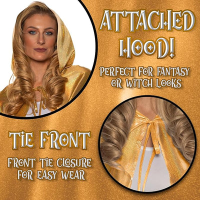 Metallic Hooded Cape - Adult