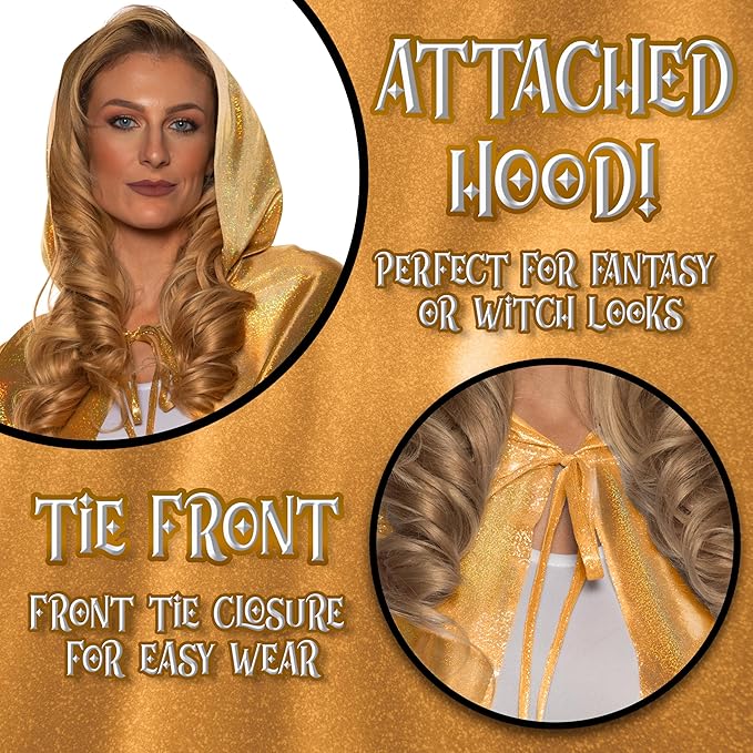 Metallic Hooded Cape - Adult