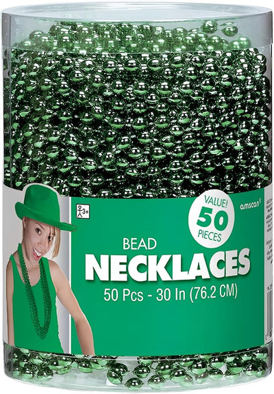 Green Bead Necklace - 50 Pack