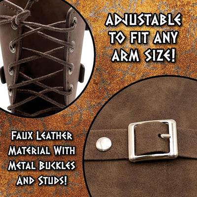 Faux Leather Cuff Bracelet - Brown - Chicago Costume Company