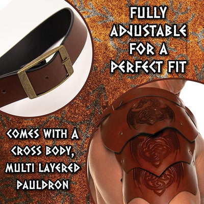 Single Leather Pauldron Shoulder Armor - Costume Accessory - Chicago Costume Company