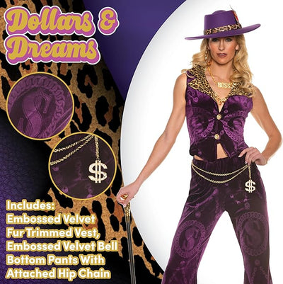 Dollars & Dreams Women's Adult Pimp Costume