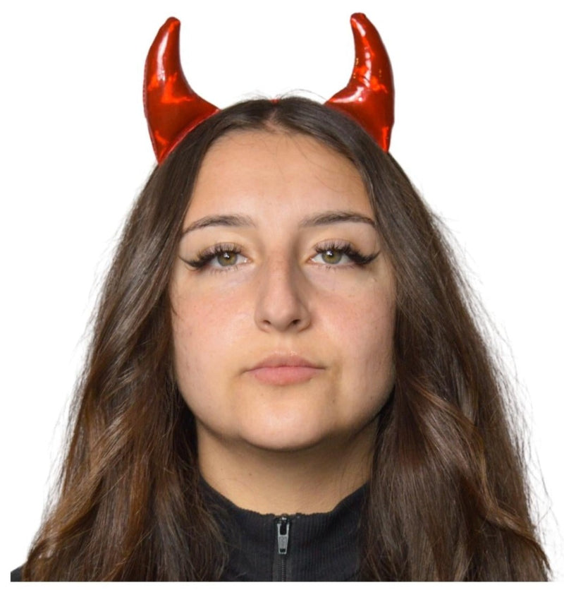 Leatherlike Devil Horns Headband - Adult Accessory