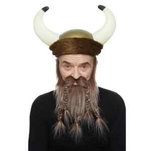 Viking Fake Mustache & Beard - Brown & Gray