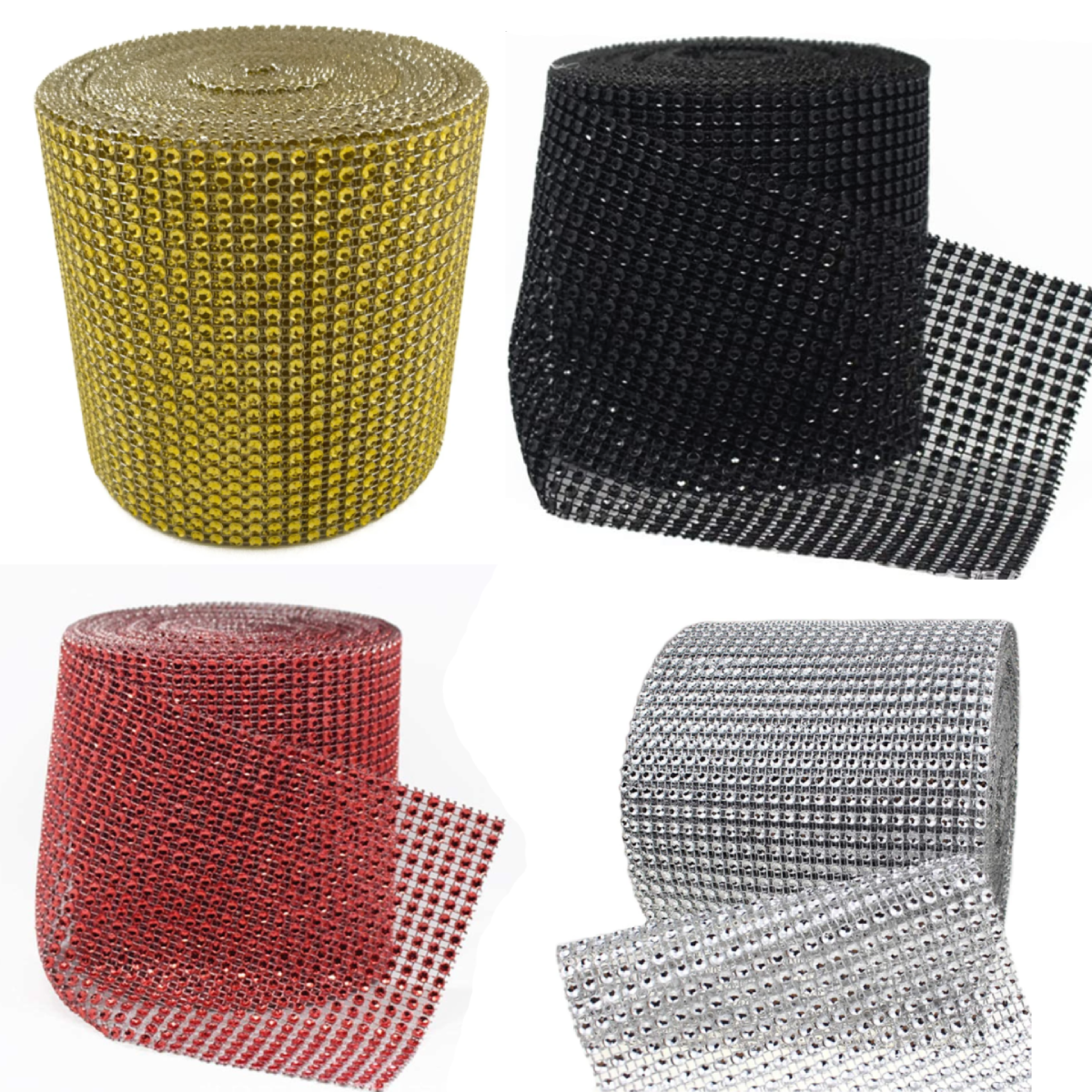 Faux Rhinestone Mesh Ribbon