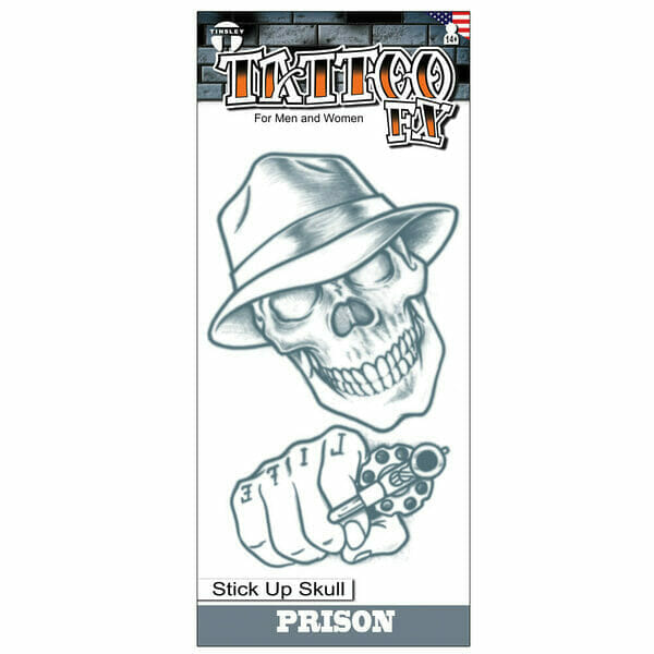 Temporary Tattoo- Prison- Stick Up Skull