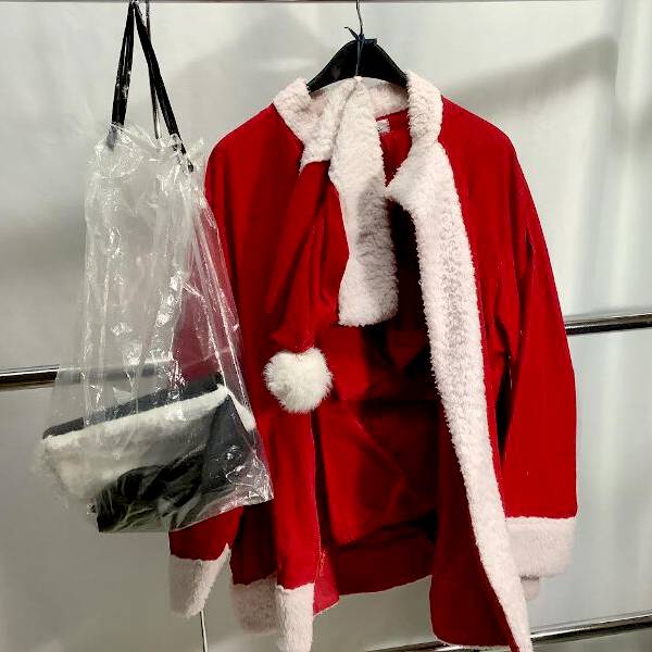 [RETIRED RENTAL] Corduroy Santa Suit with Short Fur Trim