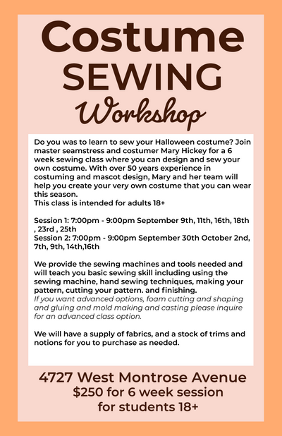 In Person Adult Costume Sewing Class at our Montrose Workshop - Chicago Costume Company