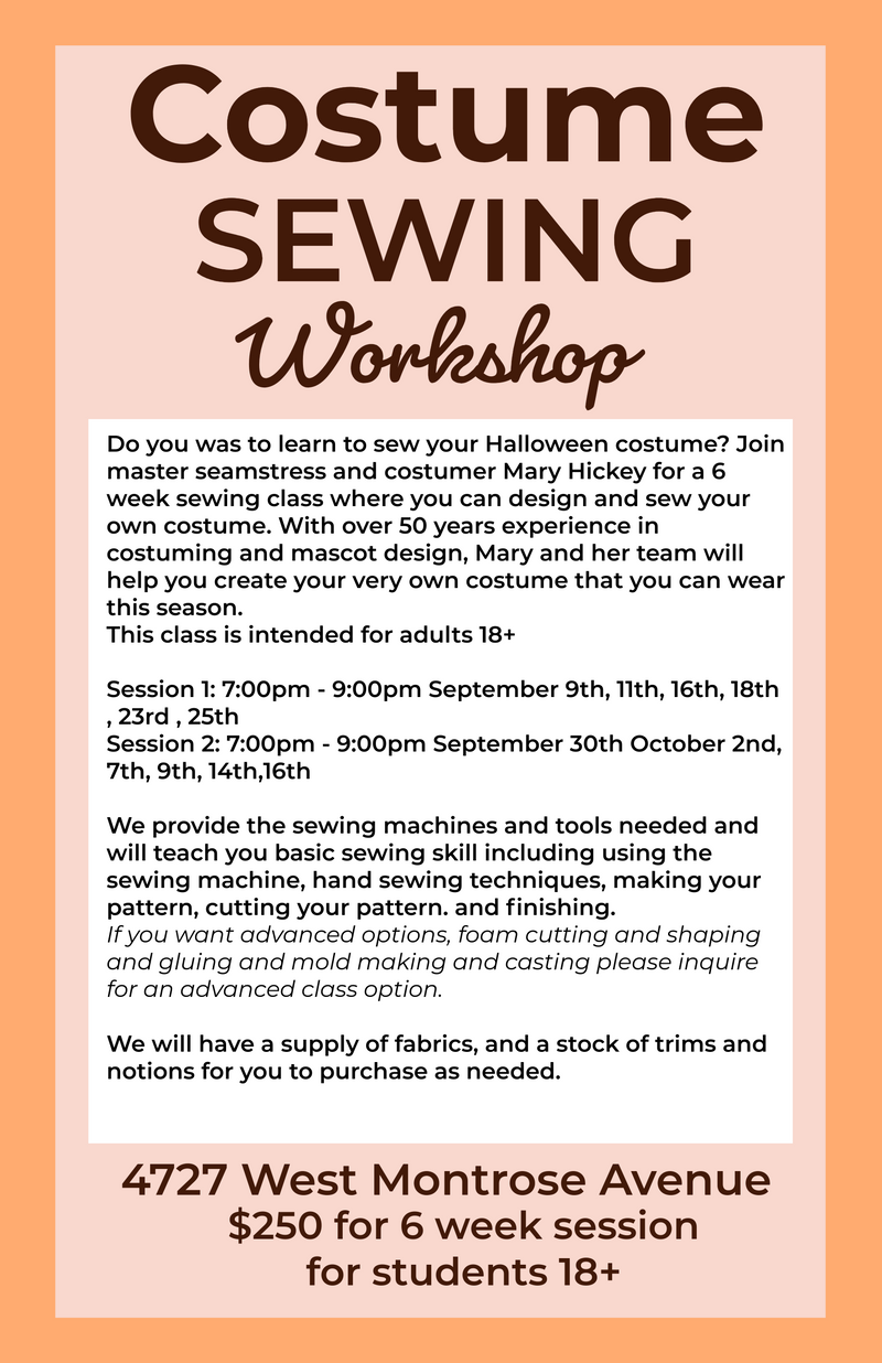 In Person Adult Costume Sewing Class at our Montrose Workshop - Chicago Costume Company
