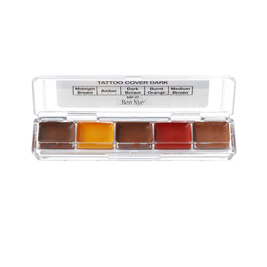 Ben Nye Tattoo Cover - Dark 0.2oz./6gm. 5 Colors Alcohol Palette