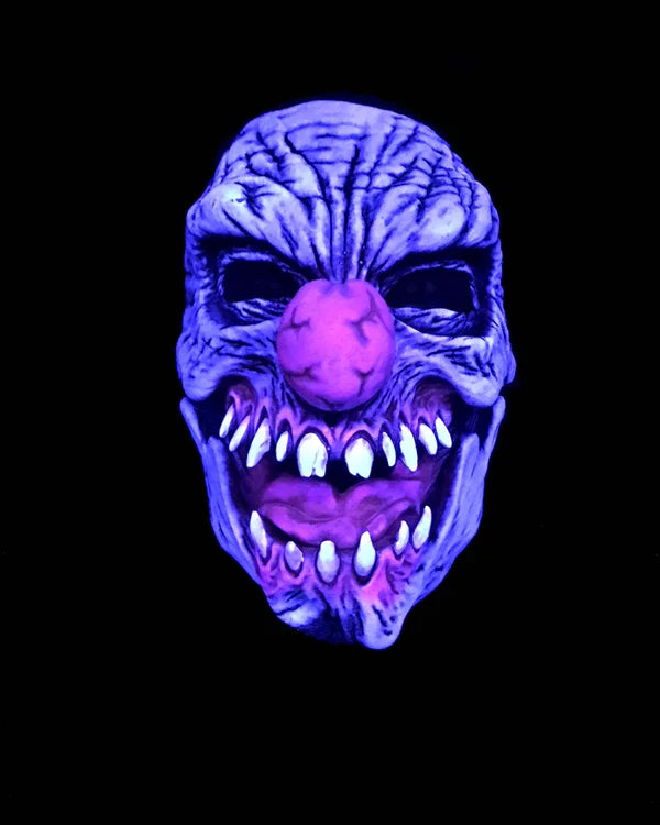 UV Glow Funny Bones Evil Clown Latex Face Mask - Chicago Costume Company