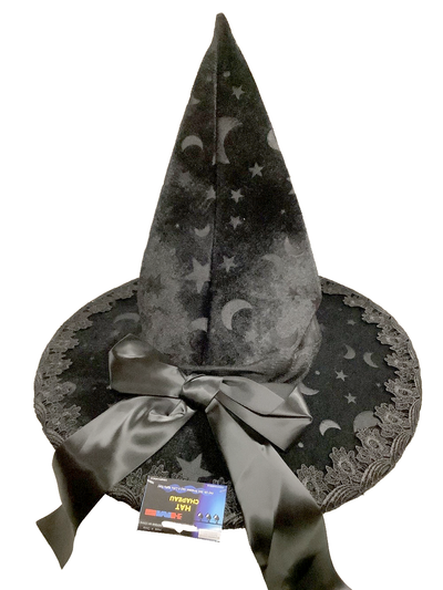 Moon and Stars Witch Hat with Bow