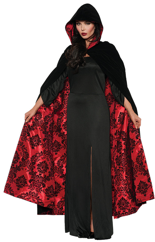 Deluxe Velvet & Satin Flocked Cape