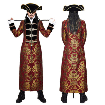 Pirate Embroidered Long Brocade Coat