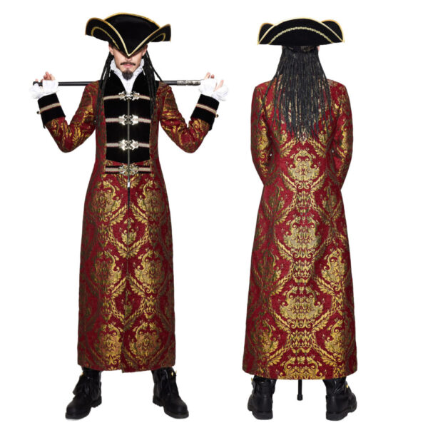Pirate Embroidered Long Brocade Coat