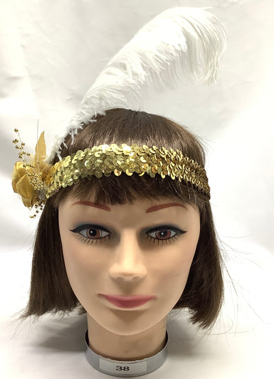 Gold and White Flapper Headband