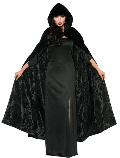 Deluxe Velvet & Satin Flocked Cape - Chicago Costume Company