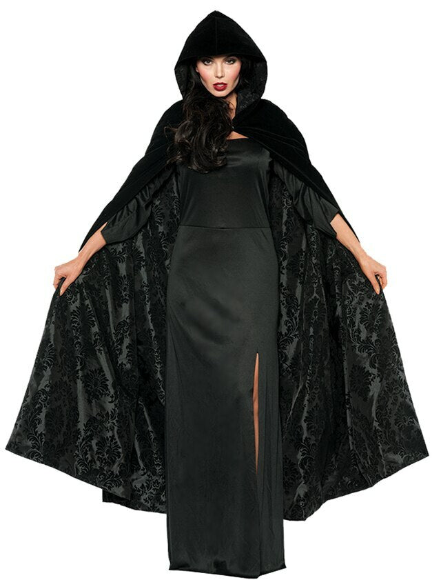 Deluxe Velvet & Satin Flocked Cape - Chicago Costume Company