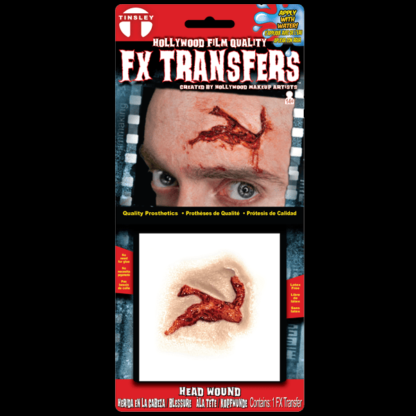 Hollywood Film Quality FX Transfers 3D Wounds- Head Wound