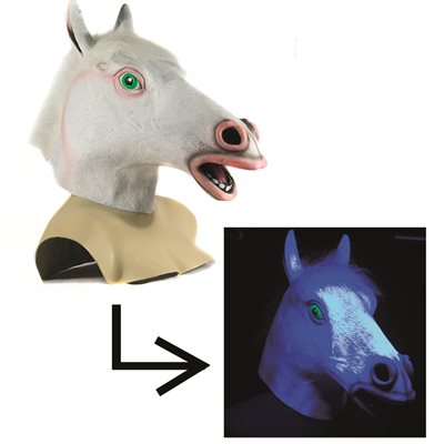 Fluorescent White Horse Mask - Blacklight Responsive