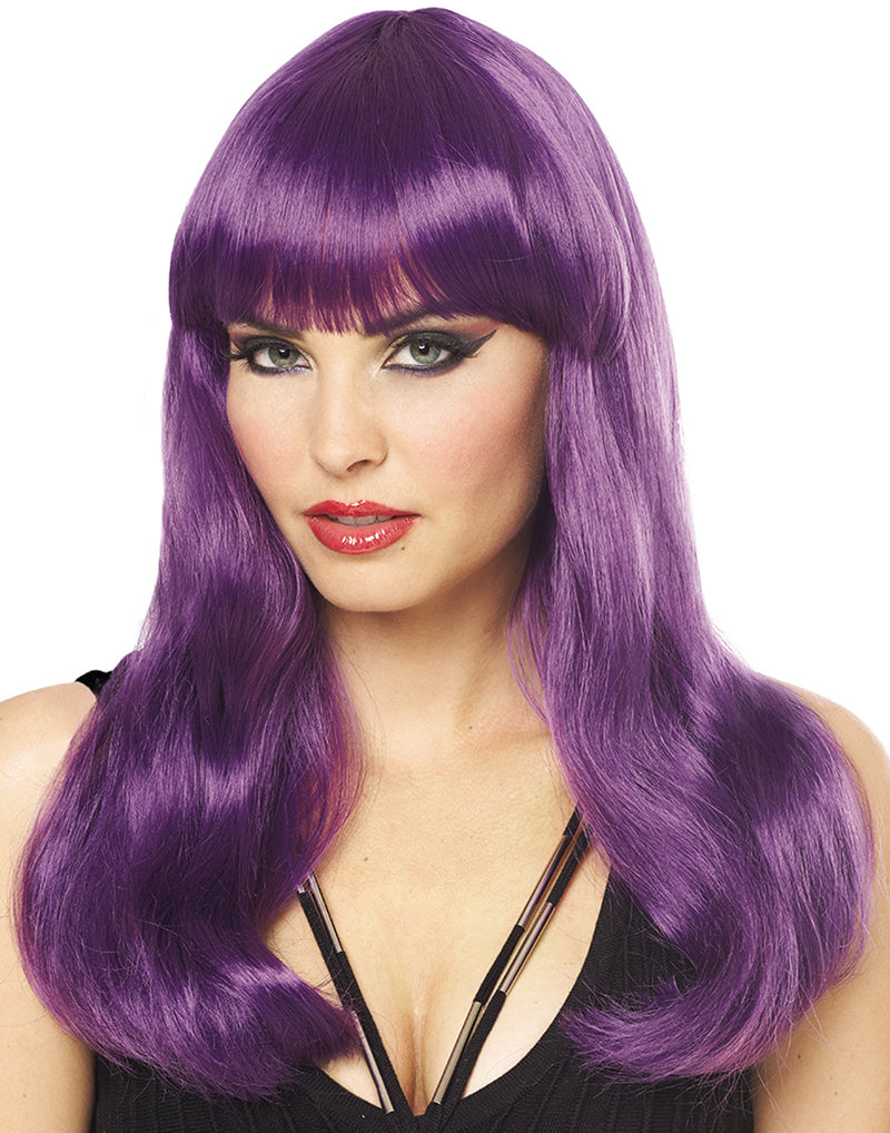 Deluxe Mistress Long Straight Costume Wig with Bangs - Multiple Colors