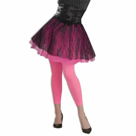 Neon Footless Tights-Pink