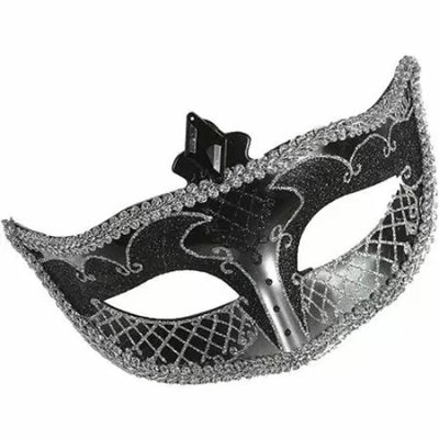 Fancy Party Mask-Black and Silver